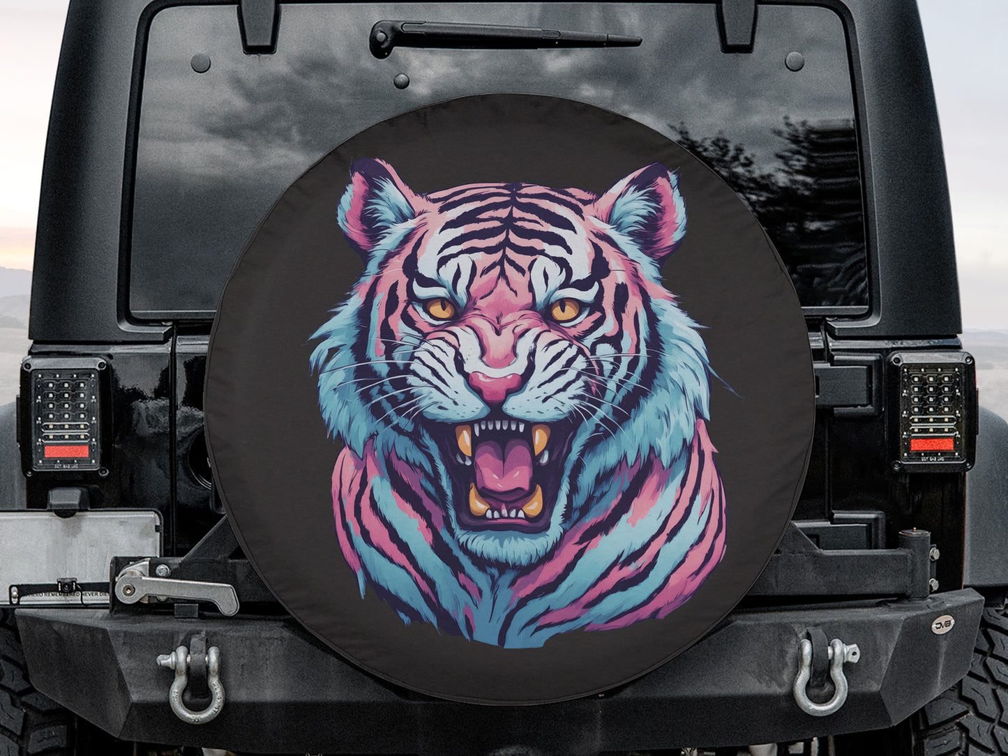 White Tiger Wheel Spare Tire Cover